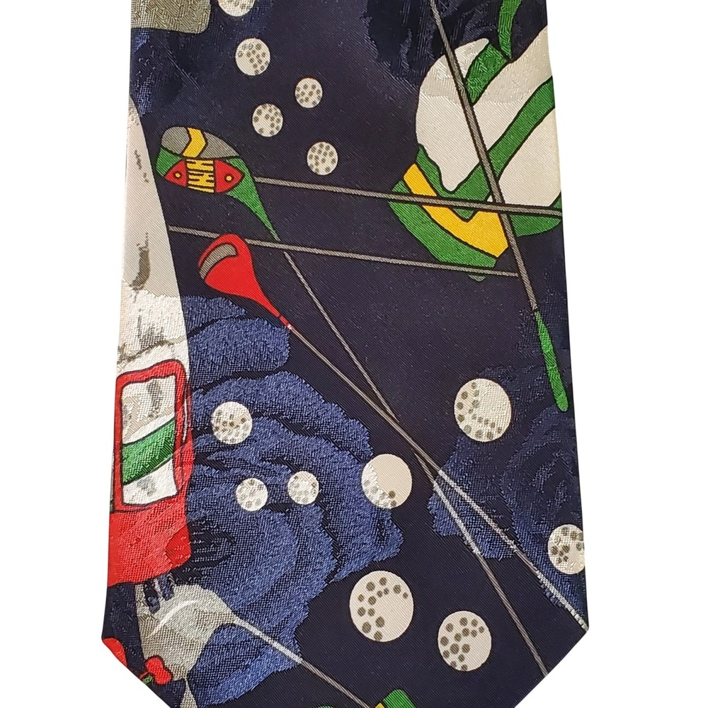 Florence & K Inc Mens Golf Novelty Tie Navy Blue Golf Bags Clubs Balls